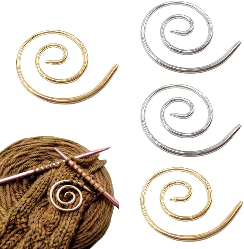 4 Pcs Spiral Cable Knitting Needle Metal Cable Stitch Holders Bending Cable Needles for Yarn Sewing Knitting Crochet Projects DIY Stitch Supplies