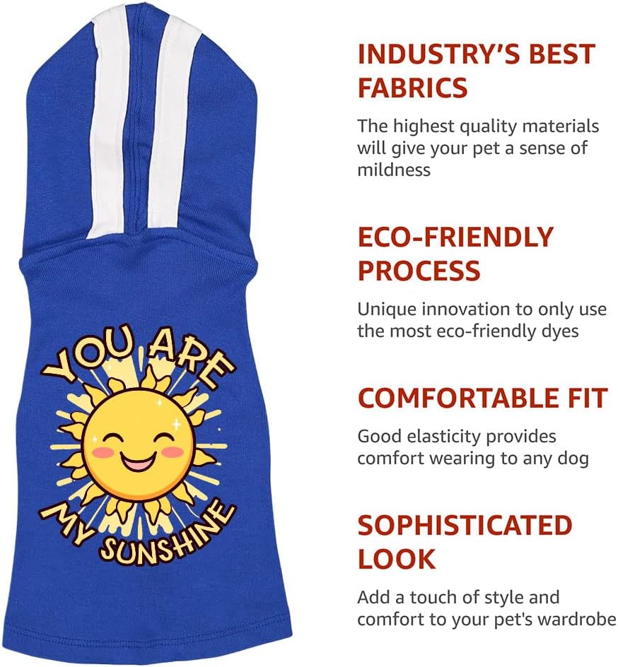 You are My Sunshine Dog Shirt with Hoodie - Funny Dog Hoodie - Kawaii Dog Clothing - Pink White, S