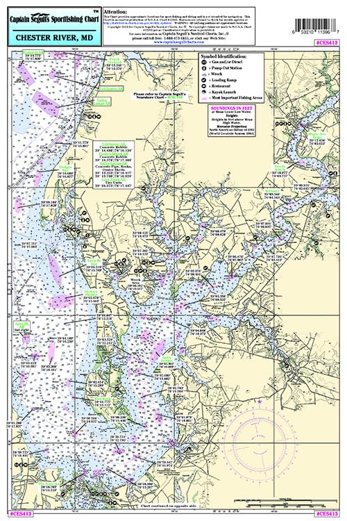 Captain Segulls Inshore Chester River/Eastern Bay, MD, Fishing Nautical Chart #CES413