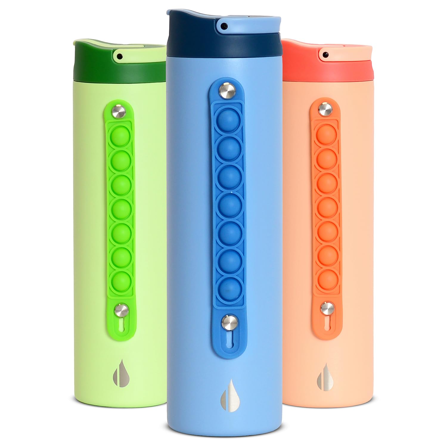 Elemental Iconic Kids Water Bottle for School - 100% Leak-Proof Insulated Water Bottles with Straw Lid & Pop-It Handle for Boys & Girls - Triple-Wall