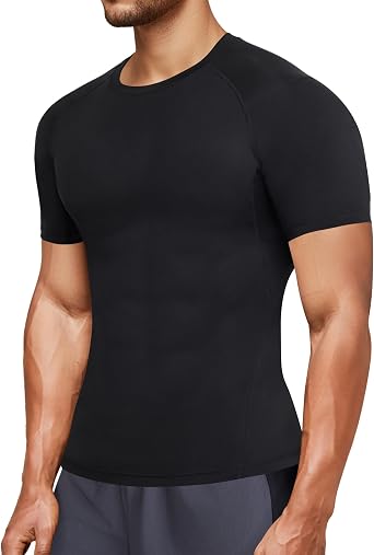 TAILONG Mens Compression Shirt - Slimming Undershirt Body Shaper, Short Sleeve Shapewear Tank Top for Workout Athletic