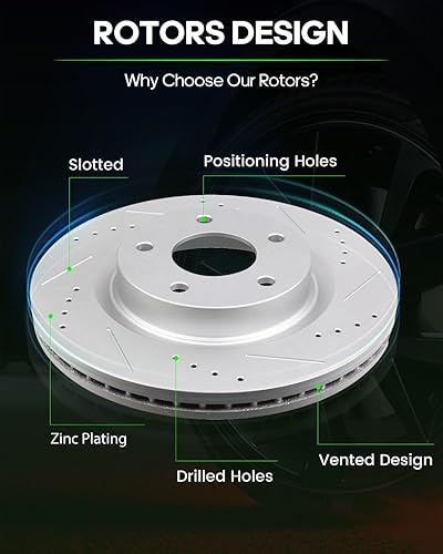 Miniatura 149 de Kits de frenos y rotores, rotores de freno SCITOO y 8 pastillas de cerámica para 08-12 para Chrysler Town & Country, 08-12 para Dodge Grand Caravan