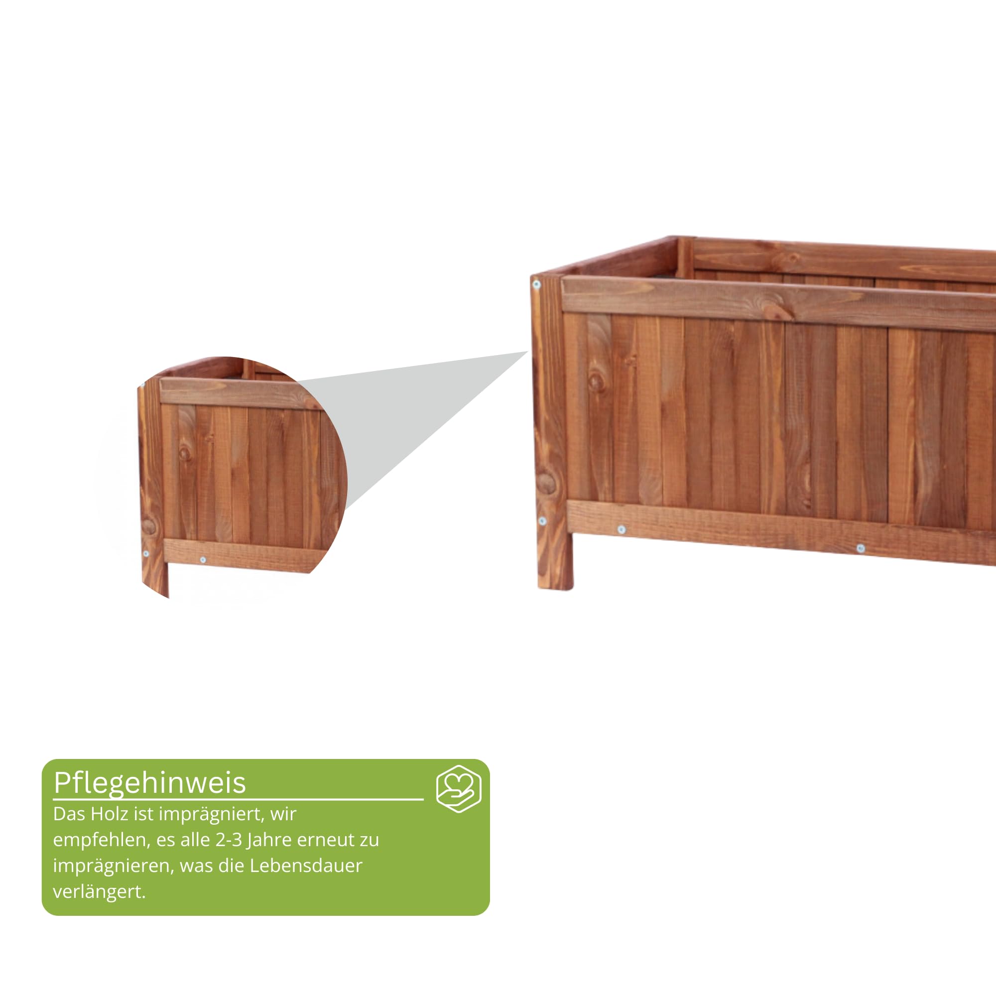 Pflanzkübel Groß Außen Holz – Wetterfester Blumenkasten 80x40x37cm aus FSC-Kiefernholz mit Füßen; Imprägnierter Blumentopf für Balkon & Garten, Braun