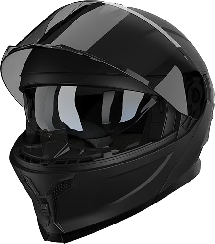 Miniatura 8 de Casco de motocicleta, casco modular de doble visera abatible de cara completa JR-815, casco de motocicleta aprobado por DOT con visera negra para