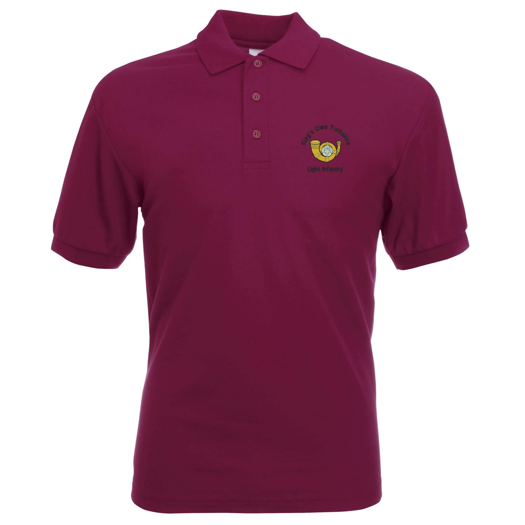 Pineapple Joe's Men's Burgundy Kings Own Yorkshire Light Infantry Embroidered Polo - X Large