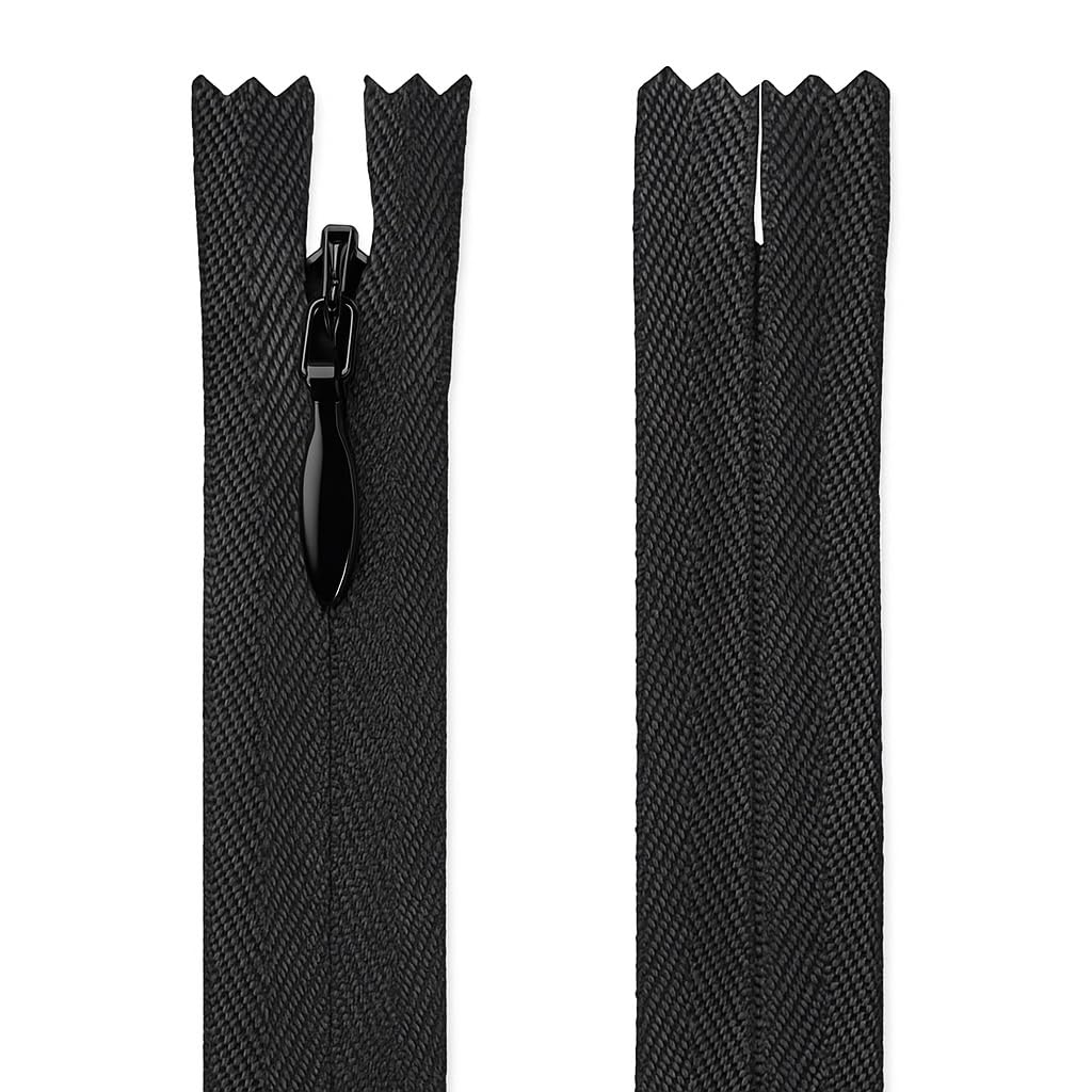 Invisible Zip Black 16" (41cm) - Concealed Closed-End Nylon Zipper for Sewing & Dressmaking: Dresses, Skirts, Cushions, Bridal Wear & Costumes by Giddy Square