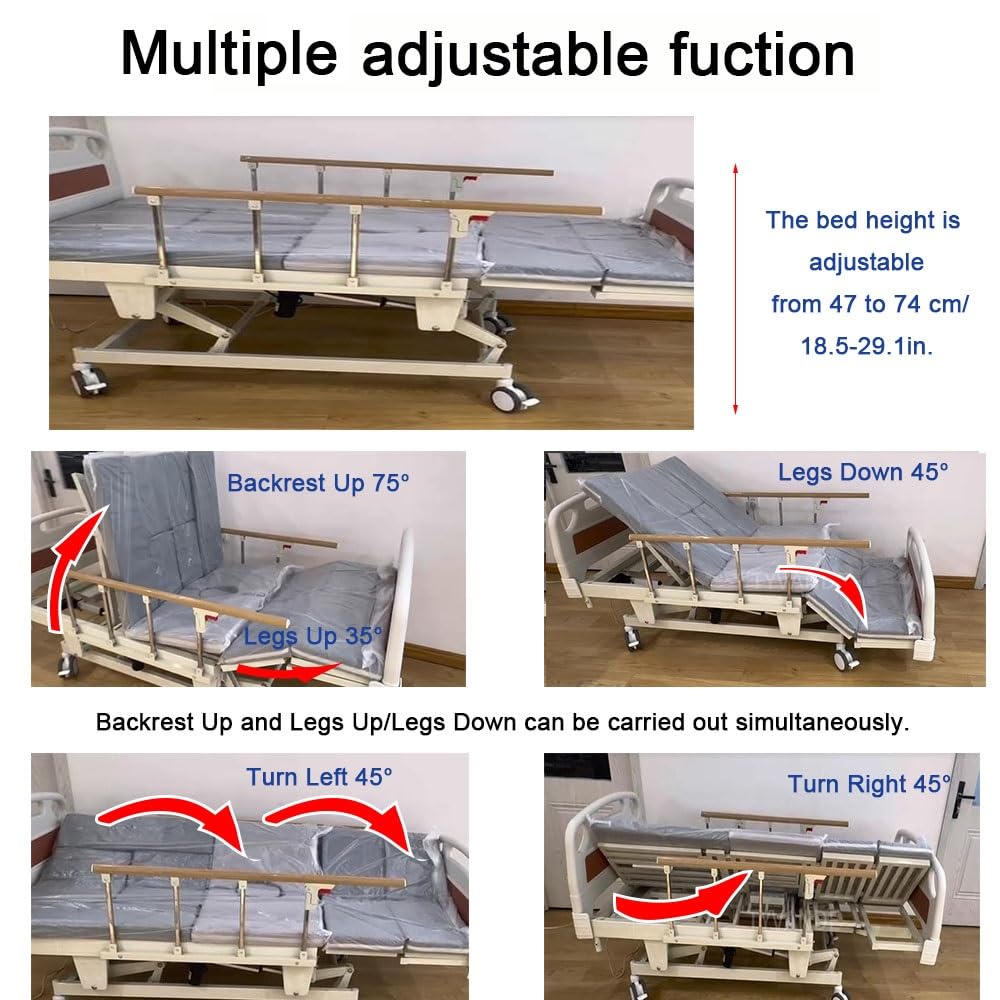 Lit d'allaitement électrique réglable de qualité supérieure, lit médical 10 fonctions avec télécommande, verrouillage individuel, pour soins à domicile et environnements hospitaliers