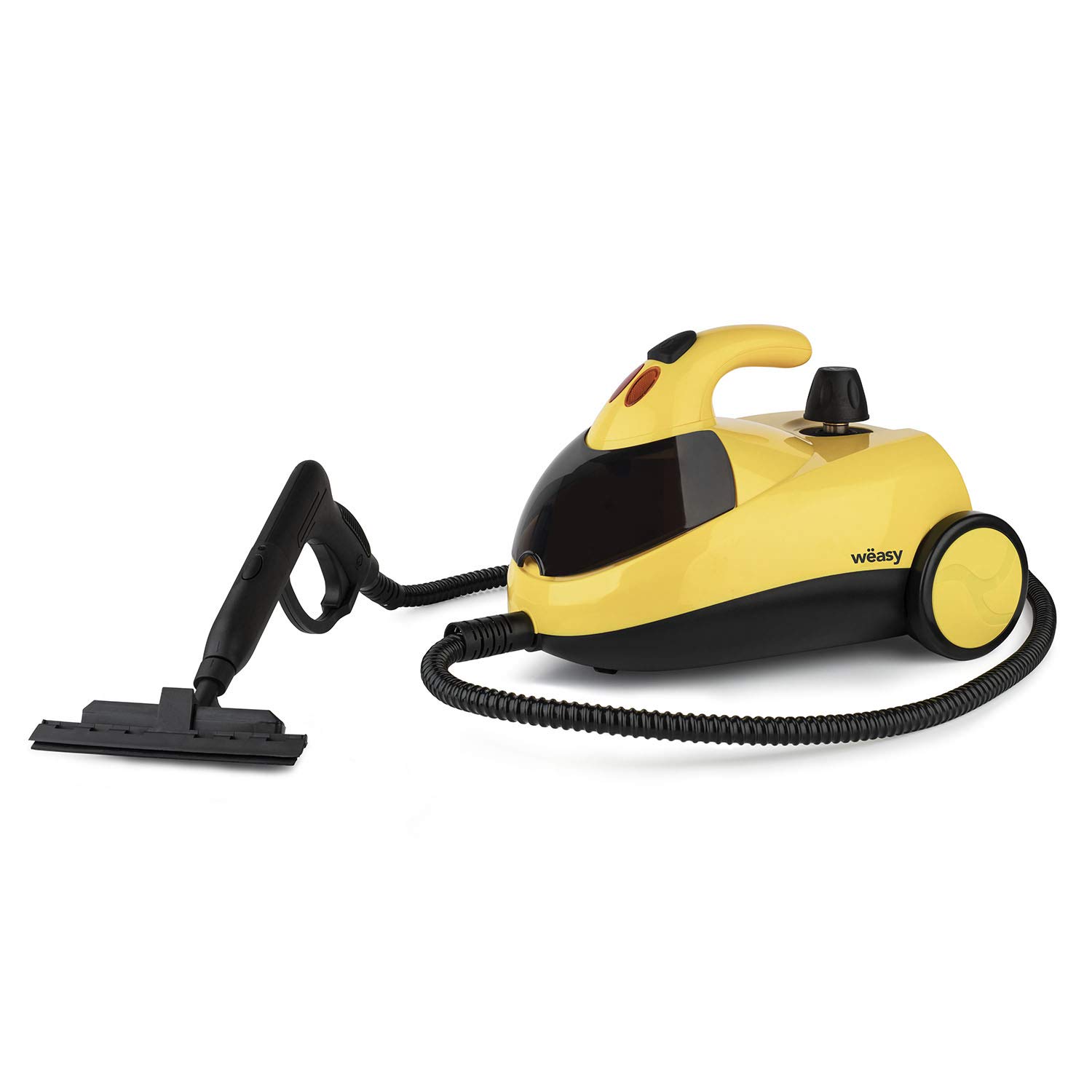 Winkel Wëasy NVP15 Limpiador a Vapor, Vaporeta 1500 W, 4 Bares, Autonomía de 45 min, Capacidad de Agua de 1.5 L, Compartimento Interno, Amarillo, Plástico