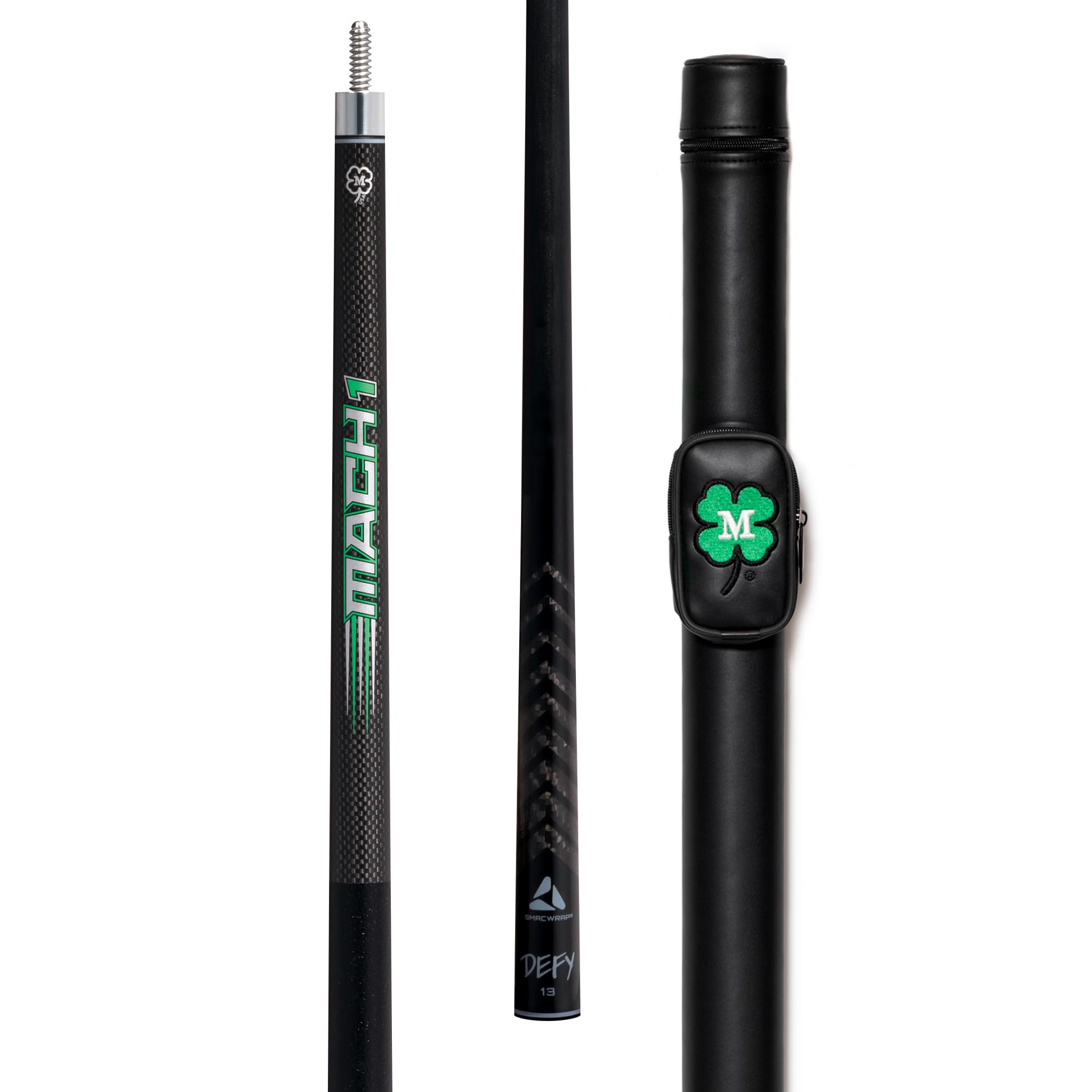McDermott Vanquish Mach 1 Carbon Fiber Break Billiard Pool Cue Leather Wrap, Defy Shaft, with Hard Case