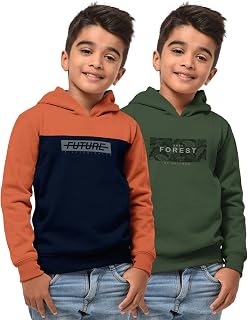 HELLCAT Boys Regular Fit Fulsleeve Hooded Sweatshirt with Rib - Combo Pack of 2 Price In India