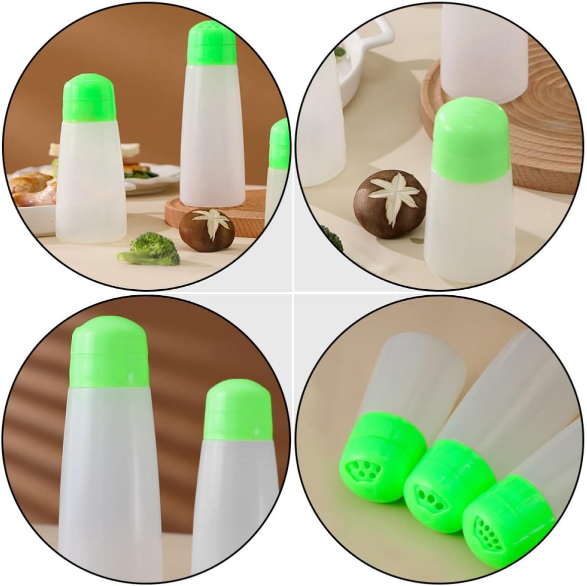 6pcs Pepper Shakers Seasoning Bottles with Cover for Salt and Powders Xmas
