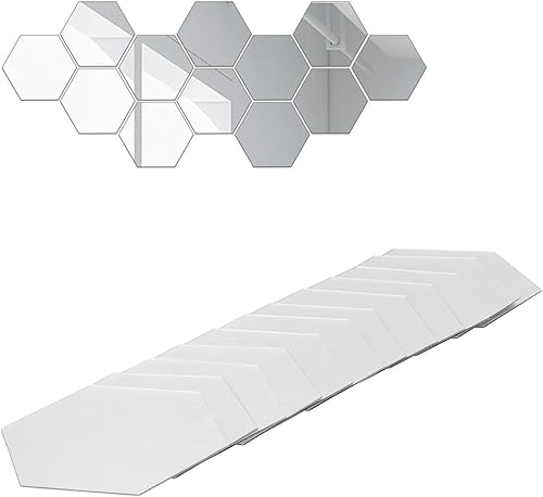 Miniatura 6 de 12 calcomanías de pared de espejo hexagonales, calcomanías acrílicas 3D extraíbles de panal de abeja para bricolaje, láminas de pared no de vidrio,