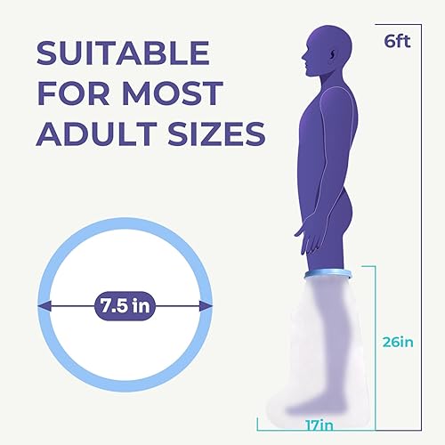 Miniatura 7 de Conkote Adult Waterproof Leg Cast Cover for Shower & Bathe, FSA or HSA Reusable 26" x 17" Soft Cast Protector to Keep Wound & Bandages Dry, 1 Pack