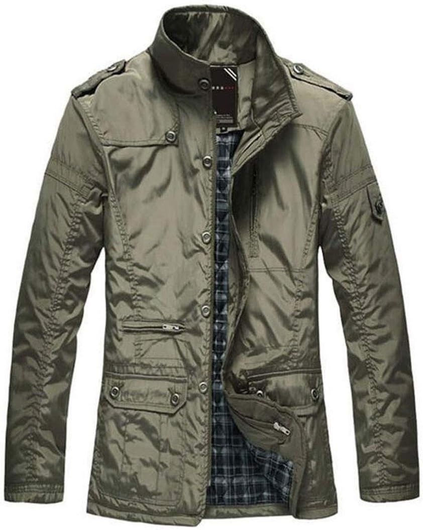 ebossy Men's Slim Fit Button&Zipper Windbreaker Jacket Outwear
