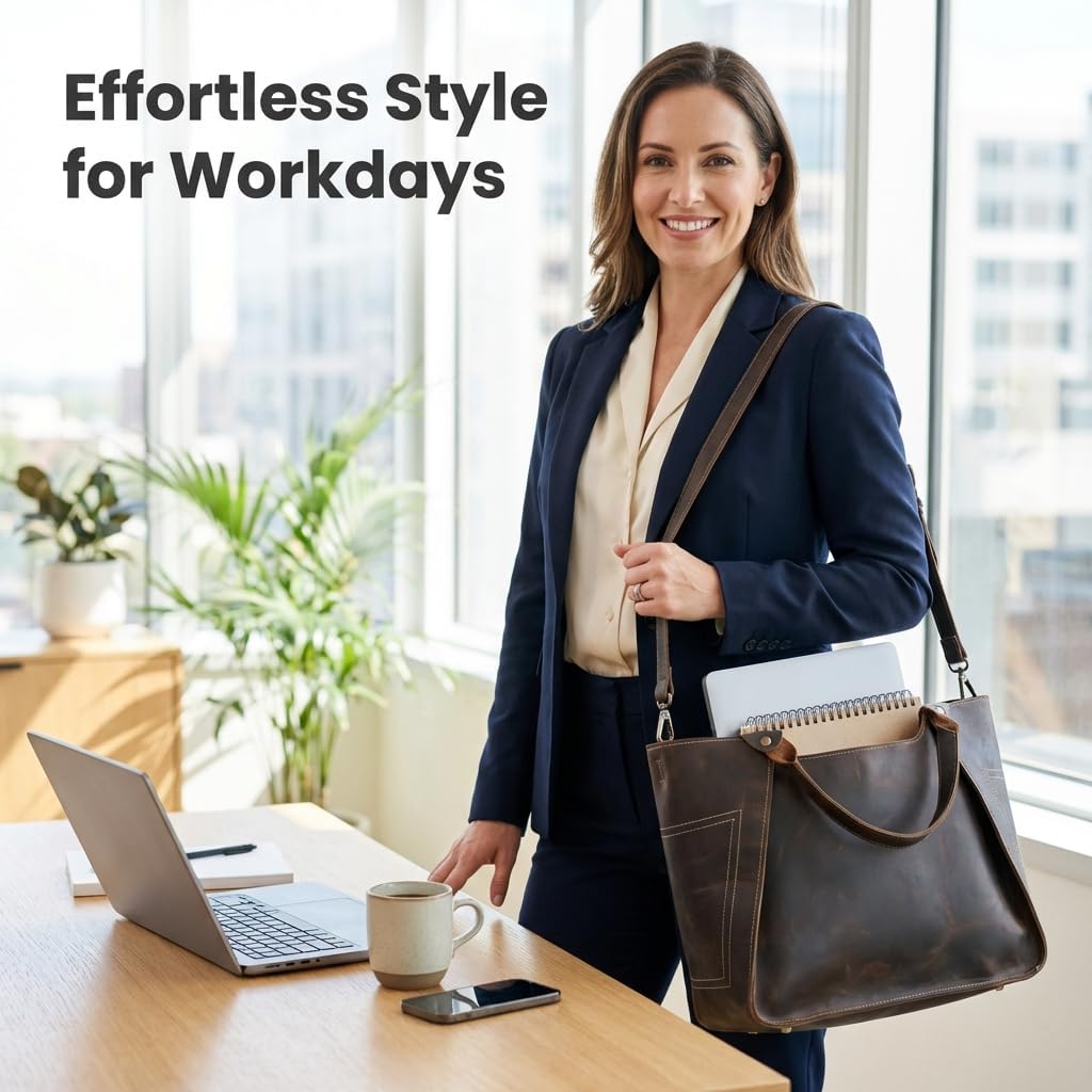 Tannery Genuine Full Grain Leather Shoulder Tote Bag for Women Large Handbag Ladies Purse Adjustable Strap Satchel Travel Bag - Image 2