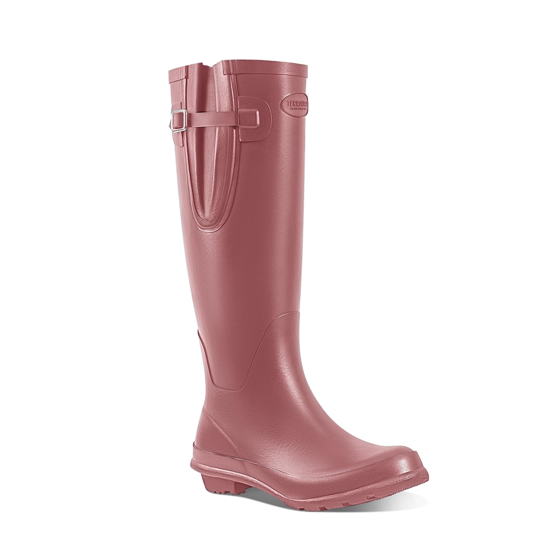 Womens Rain Boots Waterproof Natural Rubber Knee High Wellies with Removable Comfort Insole Lightweight Anti-Slip Garden Farm Shoes