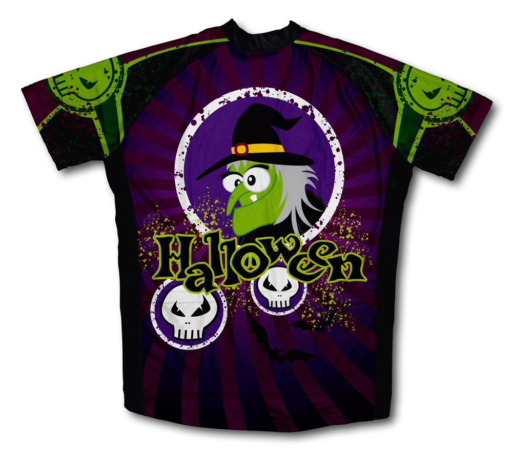 ScudoPro Halloween Witch Short Sleeve Cycling Jersey for Men - Size XL Black