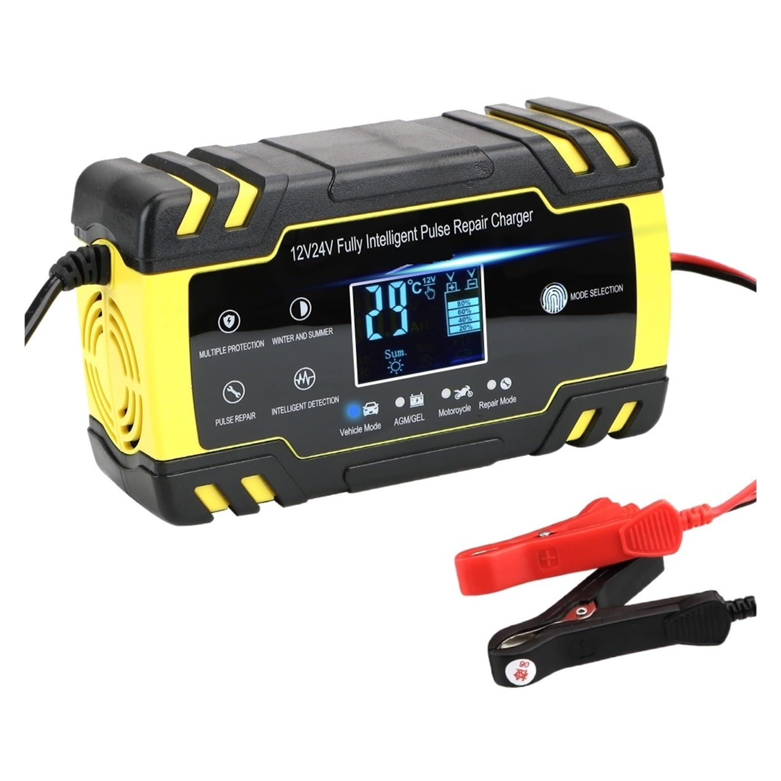 12V 24V 8A Cyfrowy Wyświetlacz LCD W Pełni Automatyczna Ładowarka Samochodowa Ładowarki Do Akumulatorów Kwasowo-ołowiowych Na Mokro łAtwa W UżYciu