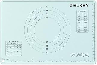ZELKEY Silicone Pastry Mat 50×40 cm | 265+ Gram Heavy | 5mm Thick Non-Stick Baking Mat with Measurement Guide | BPA Free, Food Grade, Non-Slip Dough Rolling Mat for Roti, Pizza & Baking (Green)