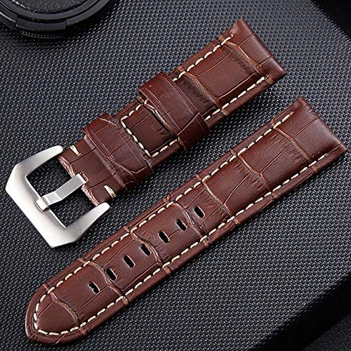 FQBILL Watchband for Samsung Galaxy 46mm 42mm S3 Watch Band Genuine Leather Crazy Horse 20mm 22mm 24mm Watch Strap & Watch Band - Brown Silver Buckle - 20mm