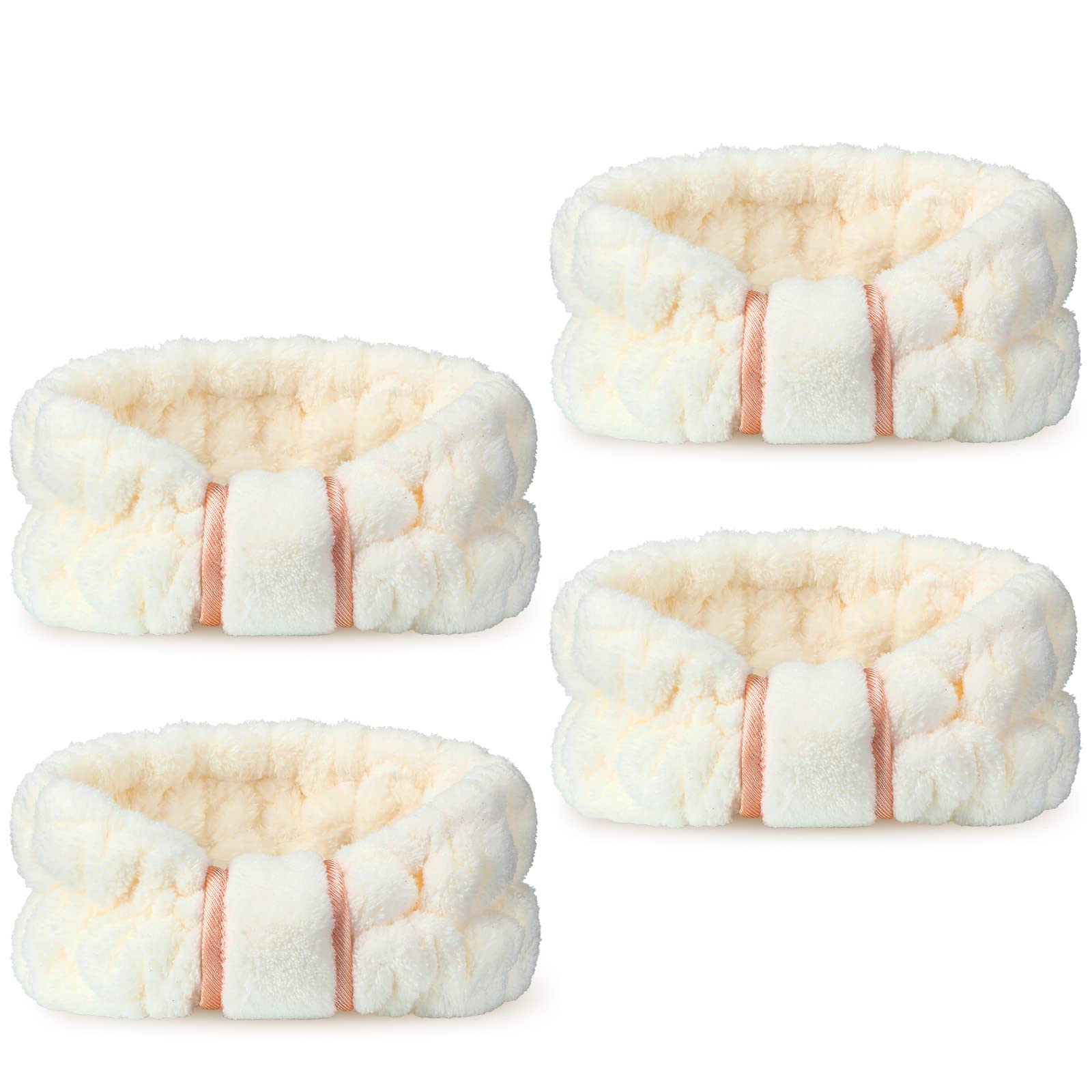 WILLBOND 4 Pack Microfiber Headbands Spa Facial Headbands Makeup Head bands Elastic Terry Cloth Head Wrap for Women Girls Washing Face Makeup Shower