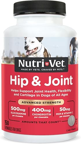 Nutri-Vet Advanced Strength - Suplementos masticables para perros para cadera y articulaciones  Formulados con glucosamina y condroitina para apoyar
