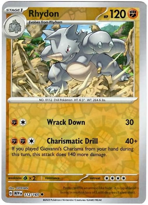 Pokemon - Rhydon 112/165 - Pokemon 151 - Reverse Foil - Single Card