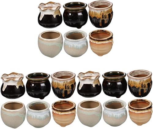 ABOOFAN 18 pcs Ceramic Flowerpot Ceramic Bonsai Pot Small Succulent Plants suculentas Plant Live Small Succulent pots Ceramic Pot Live Succulents