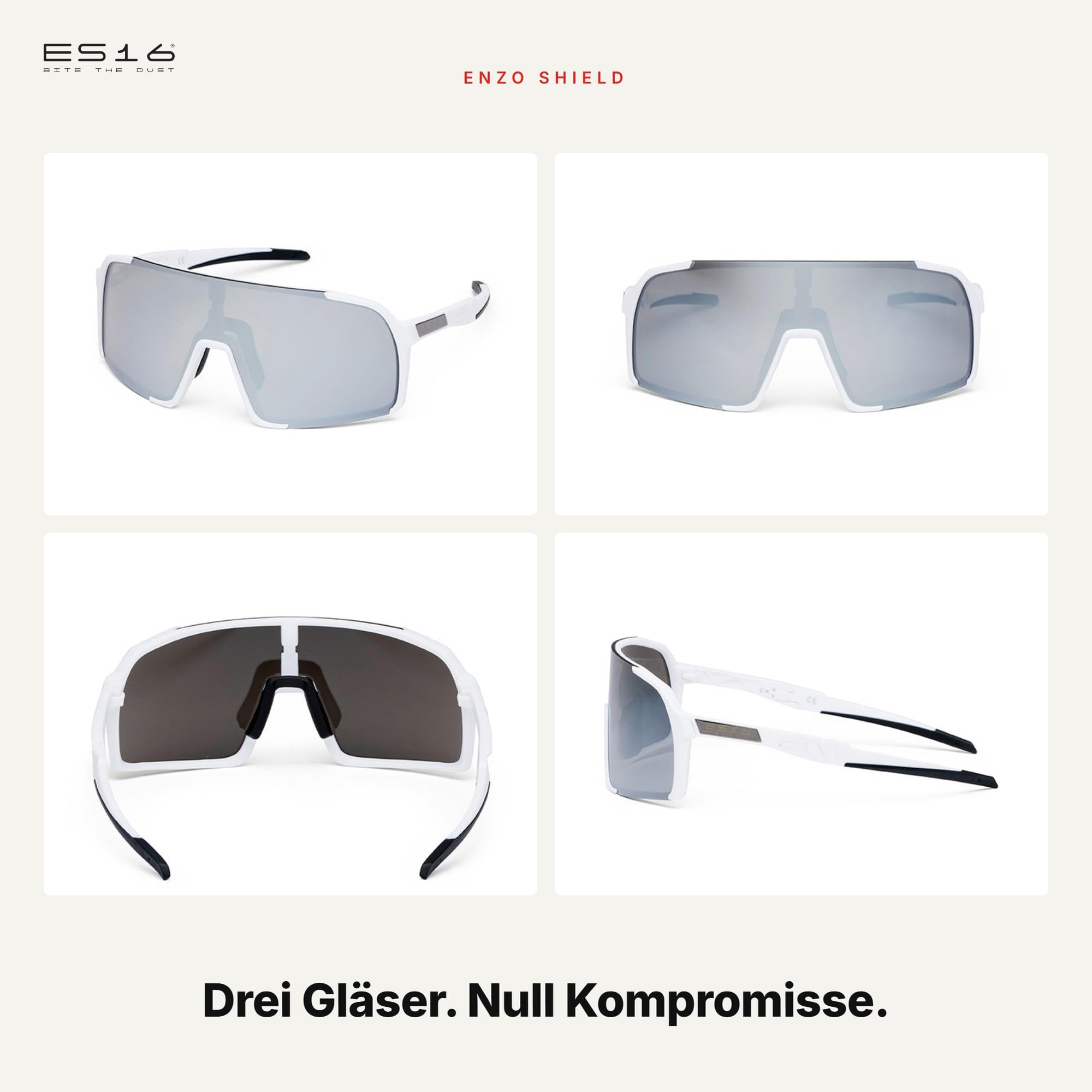 Enzo Sportbrille 3 Wechsellinsen Inklusive | UV-Schutz Wraparound | Cycling-Brille für Rennrad, MTB & Triathlon