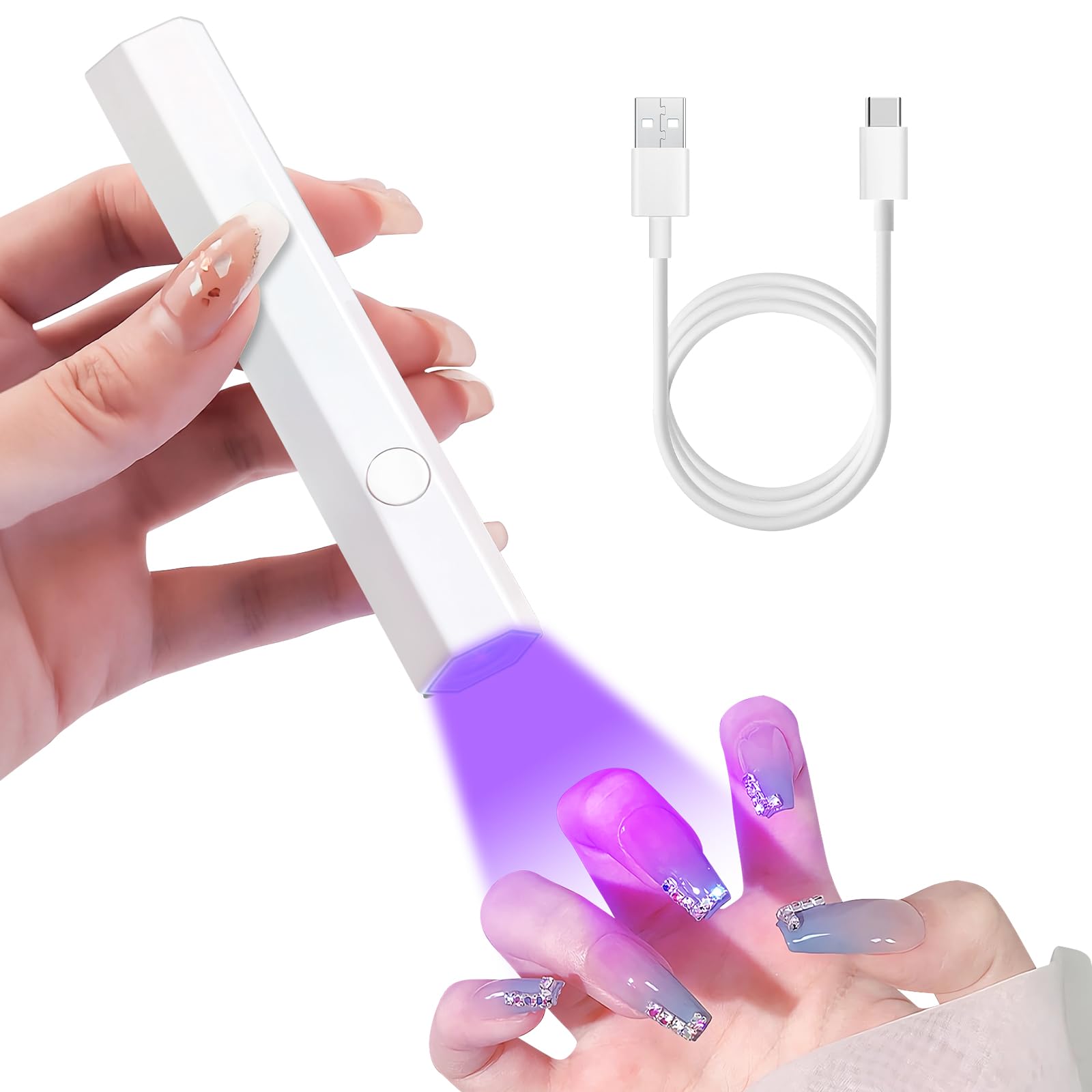 ANRUI Mini UV Light for Gel Nails, Handheld UV Light for Gel Nails, Cordless Rechargeable Mini Nail Lamp for Fast Curing Gel Polish, Portable Lightweight Mini Uv Light for DIY at Home, Travel, White