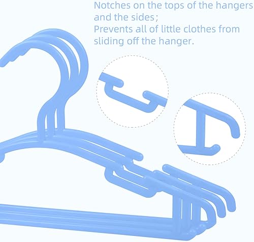Miniatura 3 de GoodtoU Perchas de bebé para armario, perchas para niños, perchas para guardería, perchas para bebés, color azul, paquete de 100 unidades