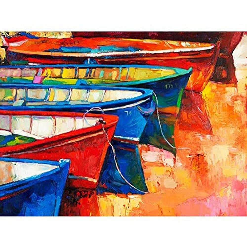 Boats And Pier Painting Unframed Art Print Poster Wall Decor 12x16 inch