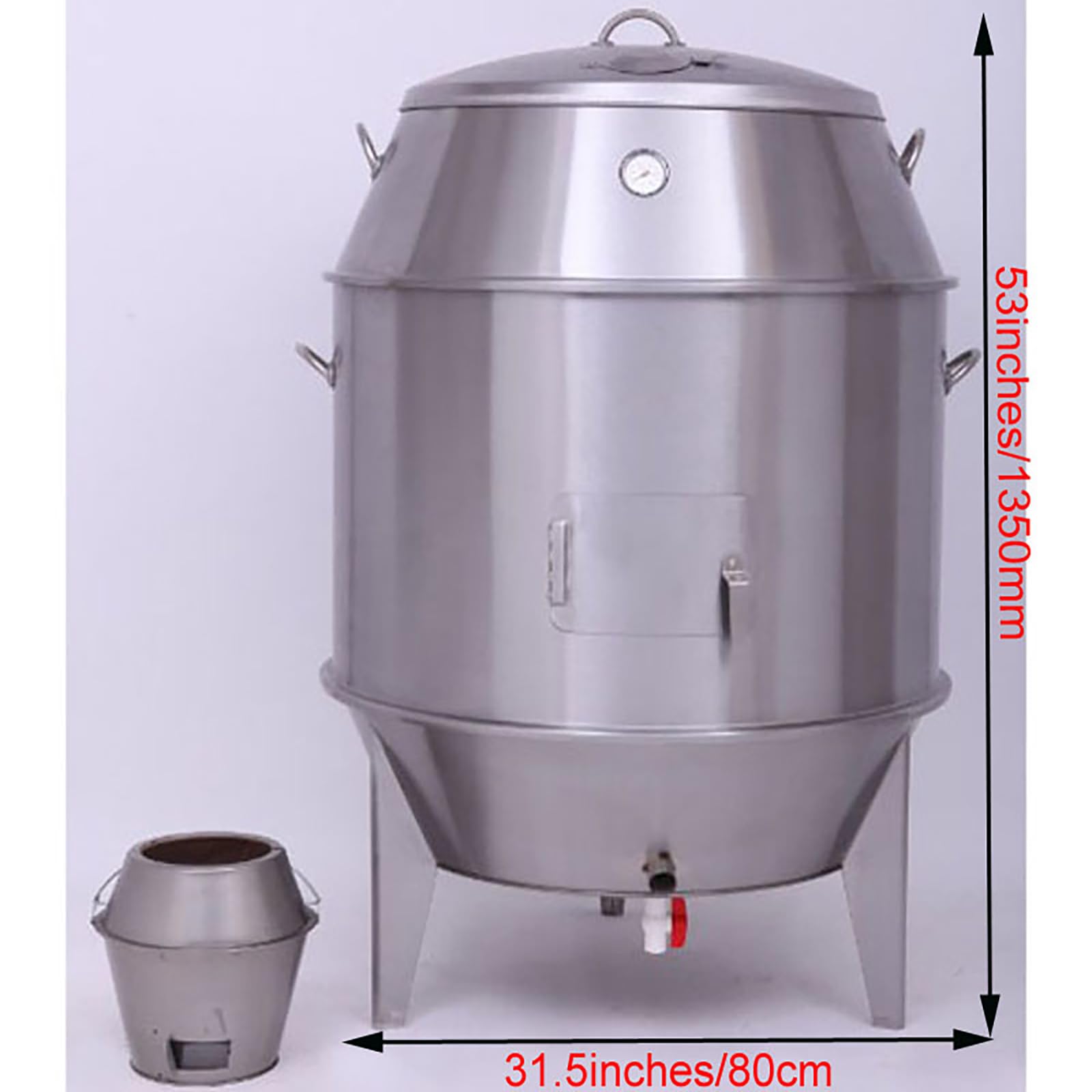 WYDDDARY Stainless Steel Charcoal Duck Roaster Commercial Barbecue Grill Duck Cookware Barbecue Grill with Removable Shelves and Hooks for Duck, Chicken, Pigeon, Fish and Vegetables Dia.31.5in