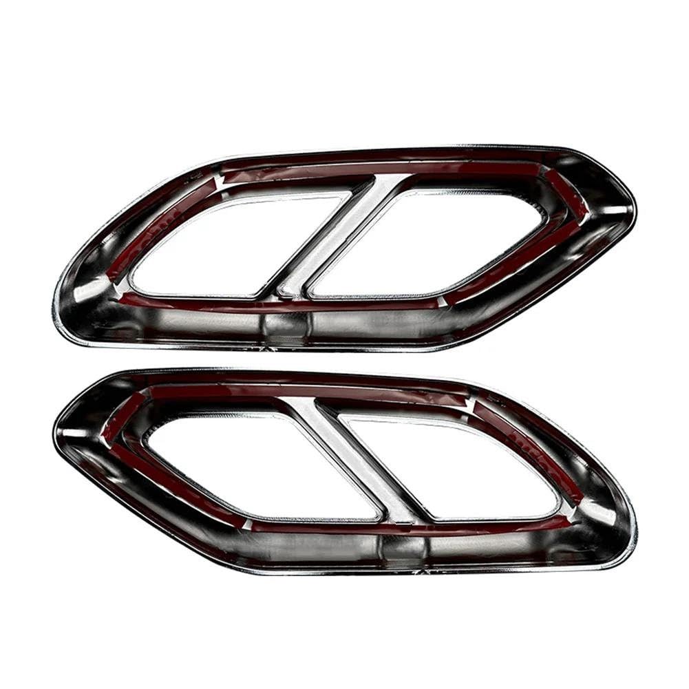 Terminali di scarico Per Mercedes Per Benz Classe GLC X254 2022 + 2 Pezzi Di Scarico Auto Coda Gola Tubo Di Scarico Marmitta Punta Copertura Finiture (Color : Argento)