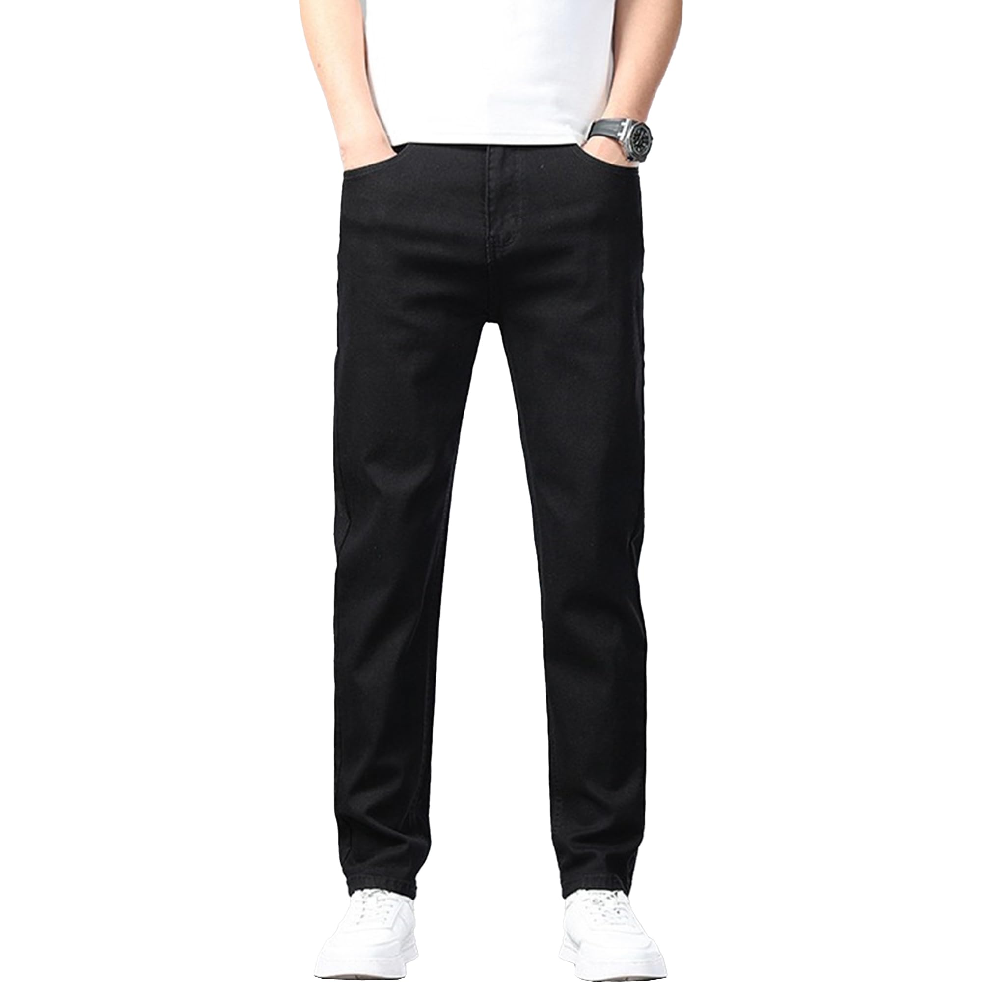 Jeans da uomo Regular Fit Stretch Denim Pantaloni classici casual dritti per uomo con 5 tasche