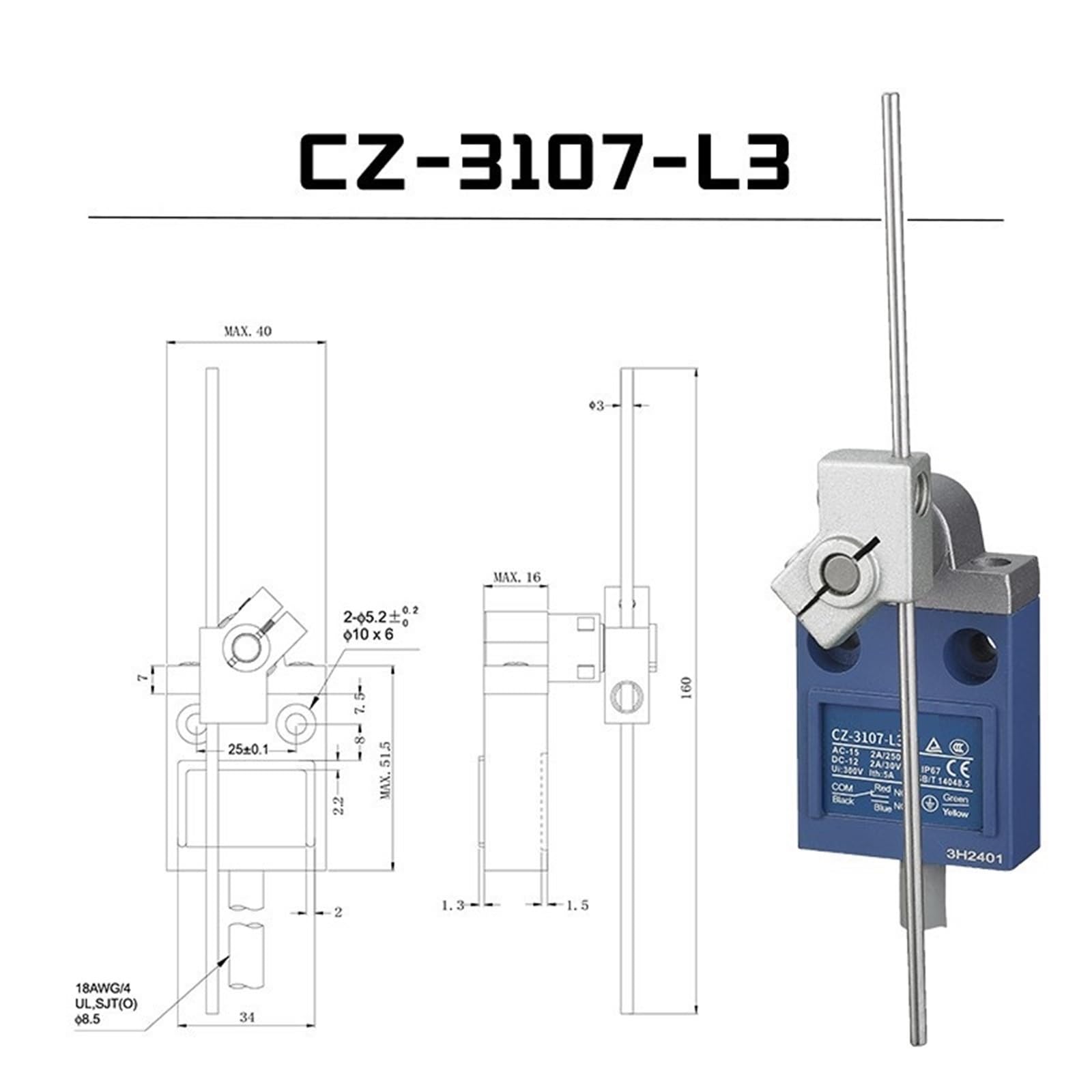 Finecorsa, Corsa CZ3104 CZ-3108 3112 3110 3167 Finecorsa Impermeabile A Ripristino Automatico(CZ-3107-L3)