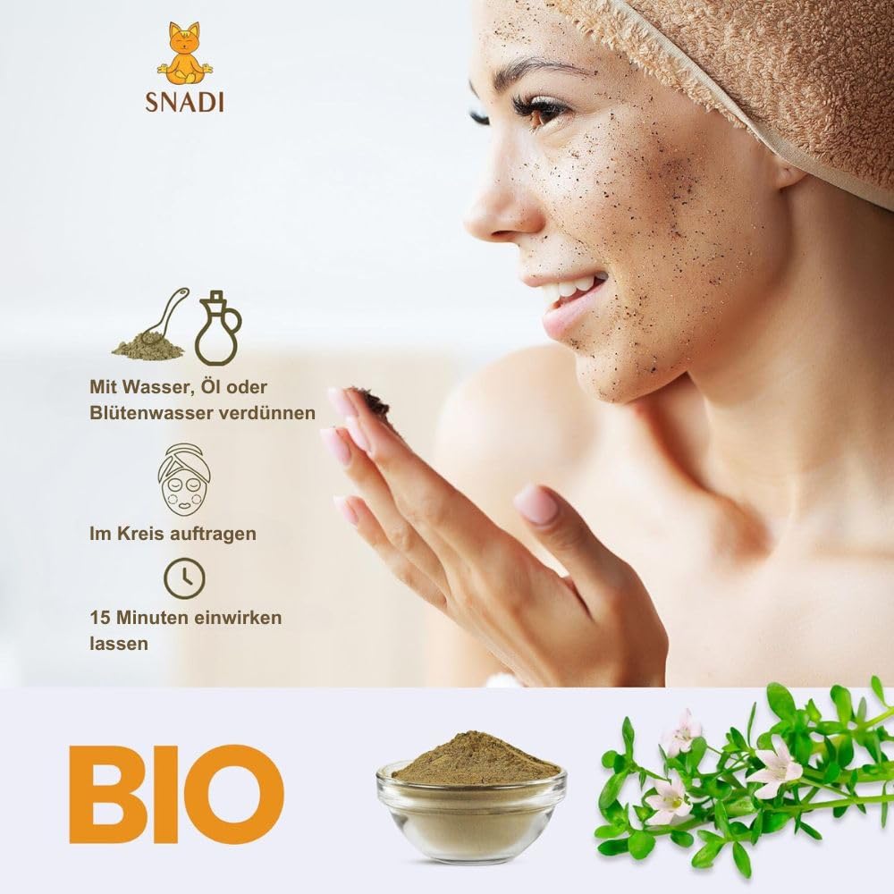 Organisches Brahmi Pulver 100%, 500g | Echt aus Indien | Für DIY Kosmetik | Doypack Beutel | Ghassoul Ton, Pflanzliche Kapseln, Bacopa Monnieri