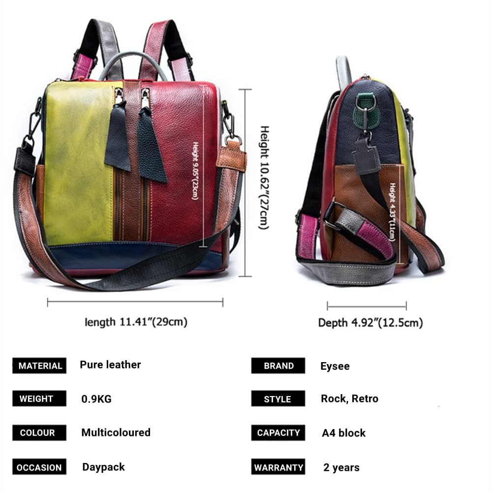 Modischer Rucksack Damen Leder, Tagesrucksack mehrfarbig mit großer Kapazität 2022, Stil 1, L