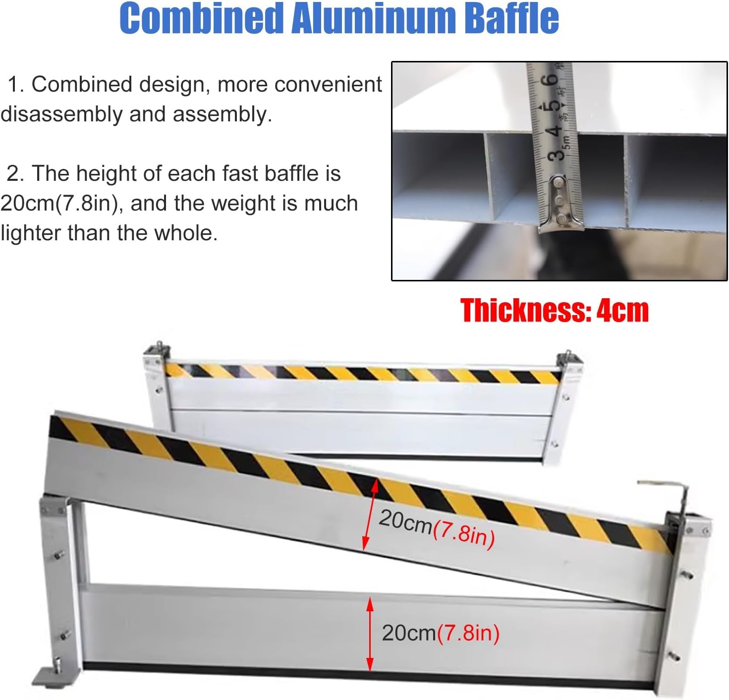 Flood Protection Barriers for Garage Door/Basement/Outside, Heavy Duty Aluminum Reusable Detachable Water Barrier Shield, 20 40 60 80 Cm High, Unit Module Design Water Prevention System (