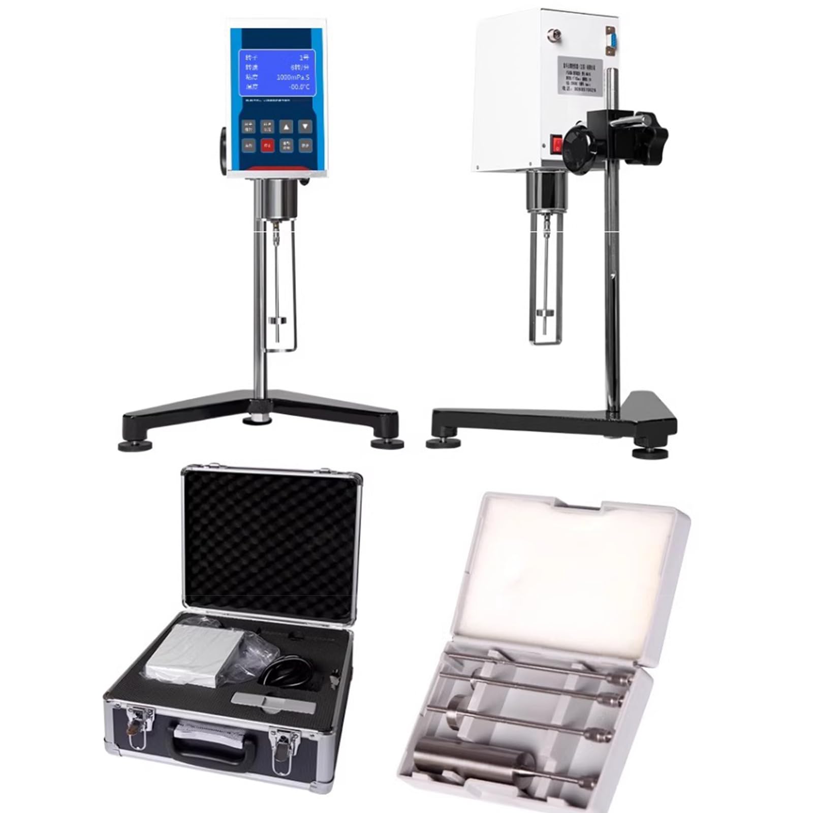 Viscosímetro rotativo digital, medidor de viscosidad con 4 rotores, precisión de ±3%, medidor de fluidos para la medición de viscosidad y temperatura, ideal para uso en laboratorios e industria.