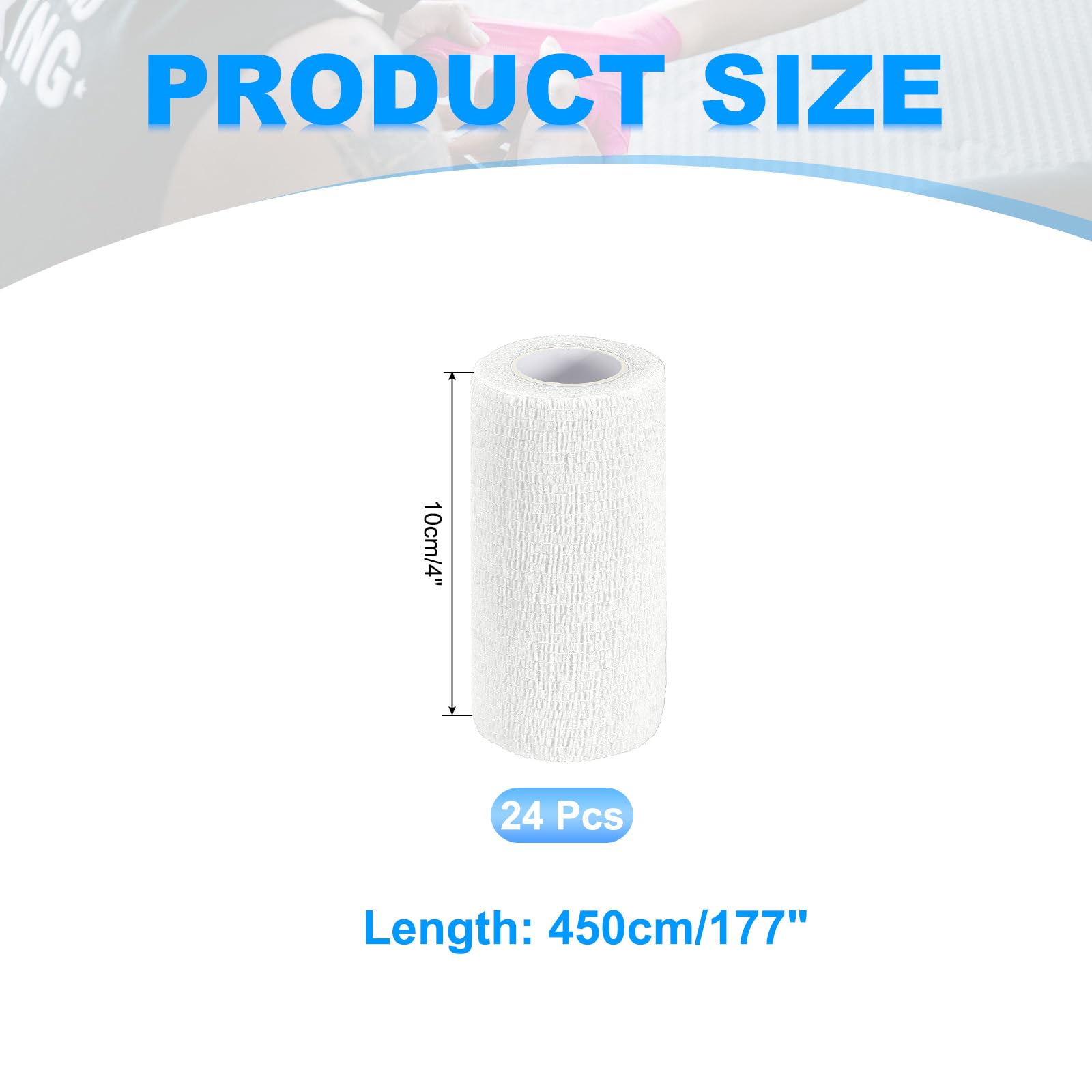 PATIKIL Benda Autoadesiva Avvolgibile 177" X 4", 24 Pezzi Benda Elastica Autoaderente Traspirante Per Sport Polso Caviglia Nastro Atletico Estensibile, Bianco