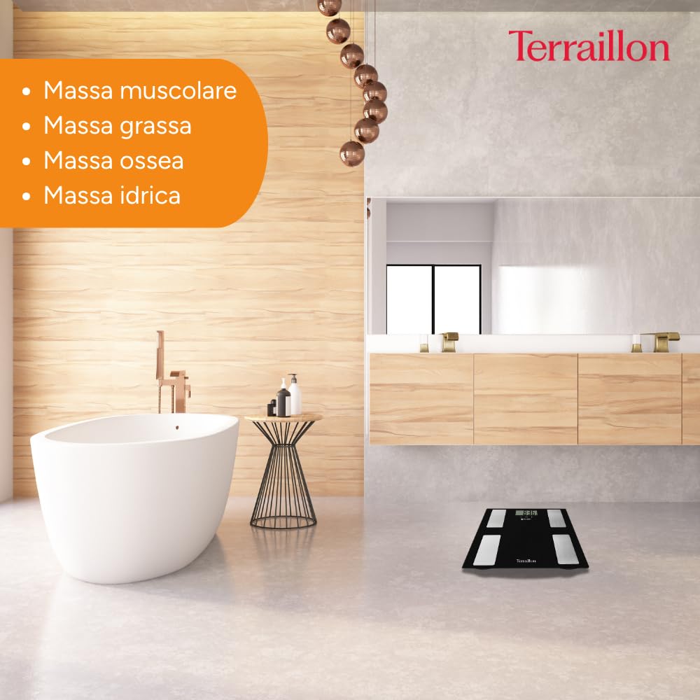 TERRAILLON Bilancia per persona connessa SMART CONNECT - IMC - 8 utenti - Bluetooth Low Energy - Capacità 160 Kg - Nero