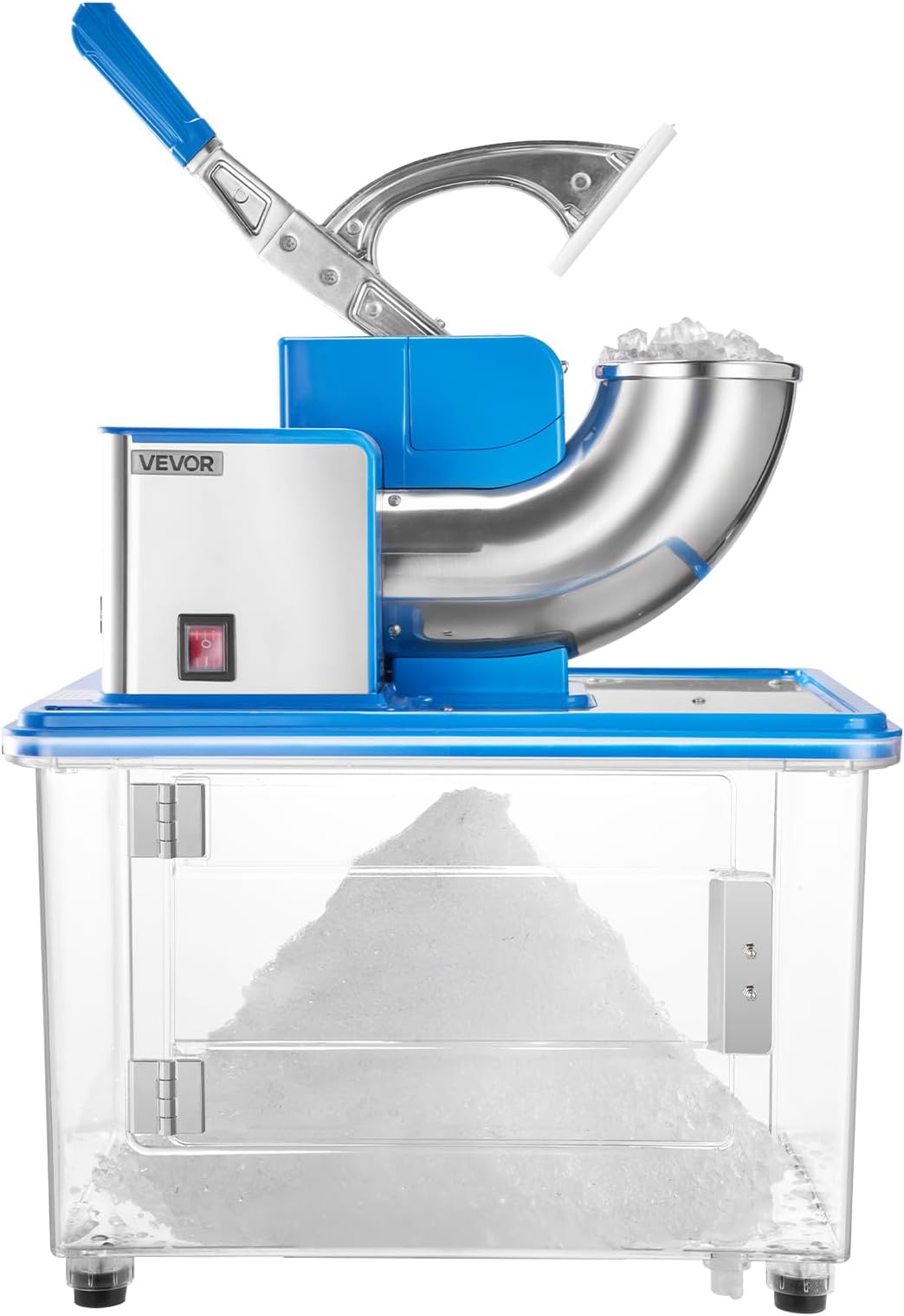 VEVOR 110V Commercial Ice Crusher 661LBS/H, ETL Approved 300W Electric Snow Cone Machine with Dual Blades, Stainless Steel Shaved Ice Machine with Safety On/Off Switch for Family, Restaurants, Bars
