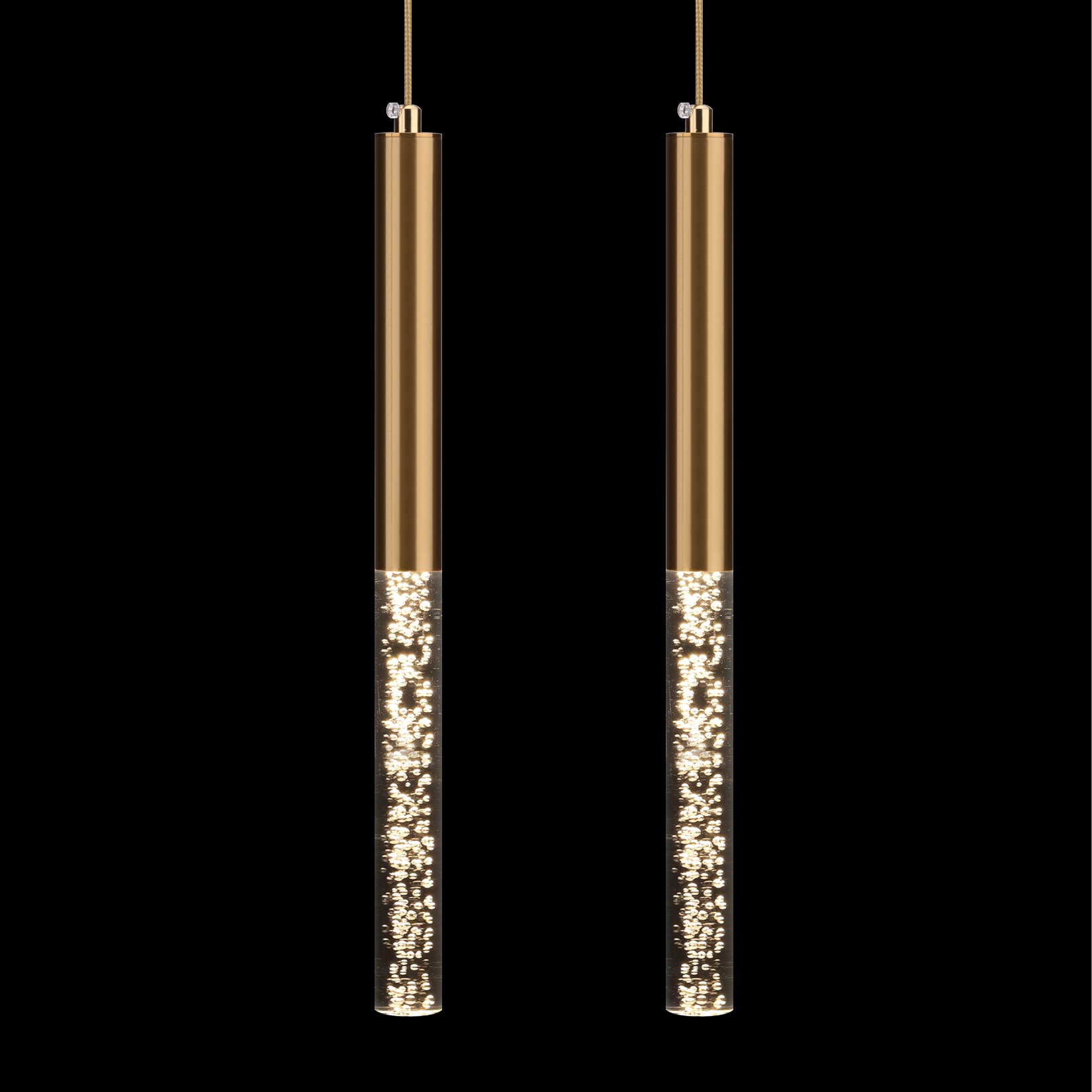 Aoceley Pendant Lights LED Pendant Lights,2 Pack Pendant Light Crystal Column,Pendant Light Fixtures,Pendant Lighting for Kitchen Island,Dining Room,Bedroom