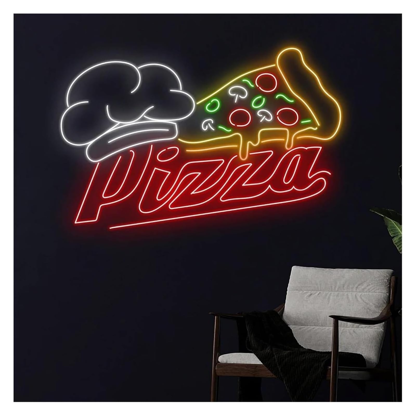Letreros de neón con gorro chef y luces para pizzerías que crean un ambiente relajante(70CM)