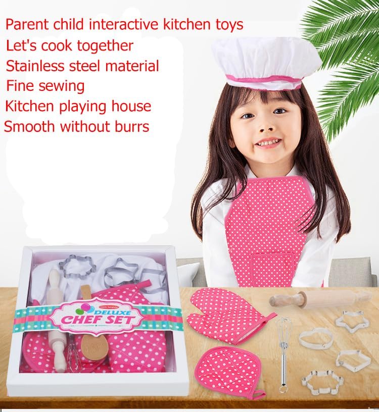 Kids Baking Sets for Girls ,Chef Costume Kids and Ttoddler Apron for Girls,Kid Apron and Chef Hat Set,Popular Gifts for 2-8 Year Old ,Stocking Stuffers - Image 2