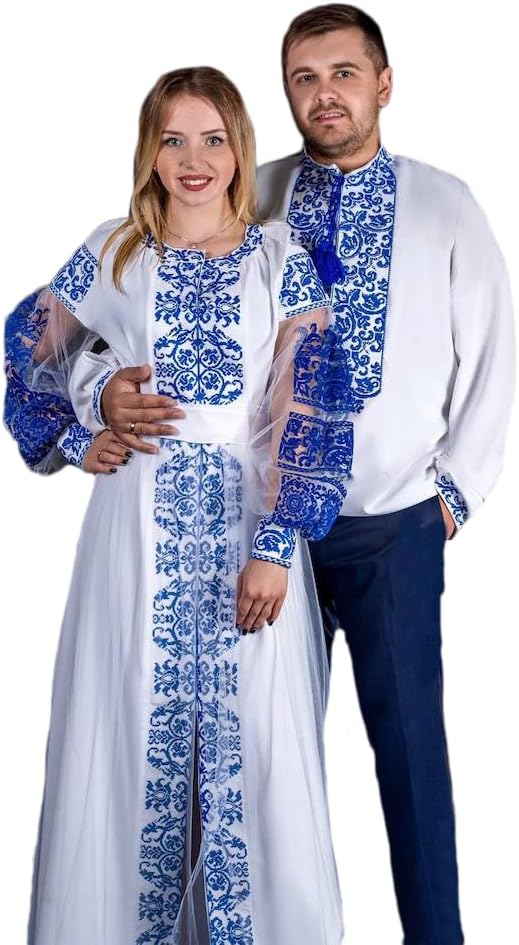 Women’s White Embroidered Tulle Dress, Long Wedding Style, Floral Embroidery Size: XXS - 4X