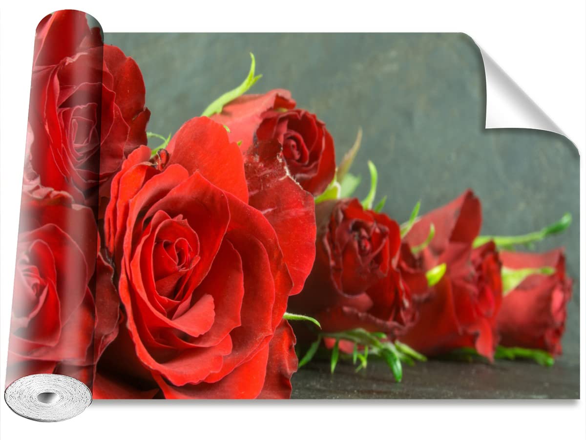 Papier peint moderne roses rouges de 250x104cm pour transformer l'ambiance de votre salon chic