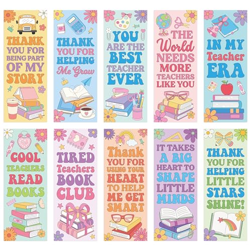 Laffact Teacher Appreciation Reading Bookmarks - 120Pcs Colorful Thank You Teacher Gifts Reading Tracker Page Marker Readers Accessory Book Club Back to School Gifts for Book Lover Bookish Rewards
