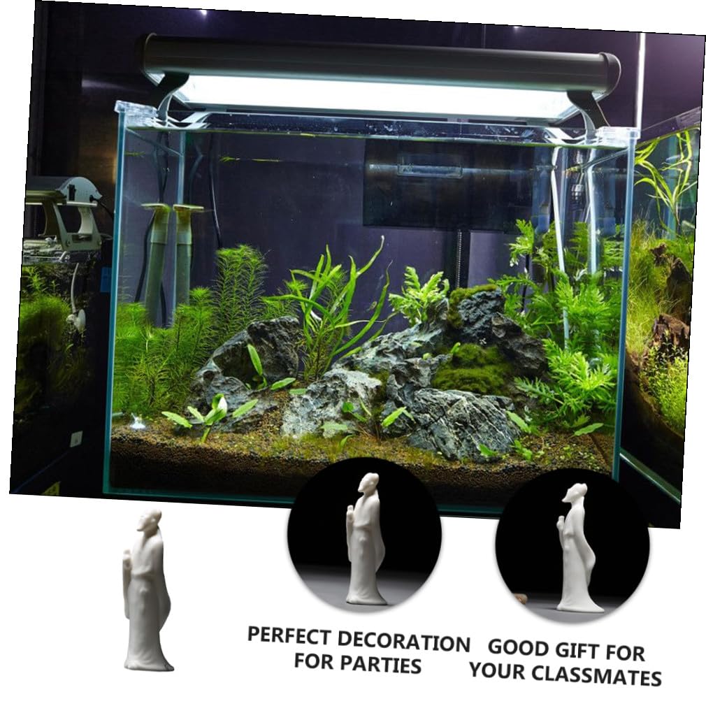 ULTECHNOVO 3 Pièces Ornements de poupée en céramique décor de Mousse décoration d'intérieur Aquarium décor de Figurines déco Asiatique pour la Maison Porcelaine Blanche